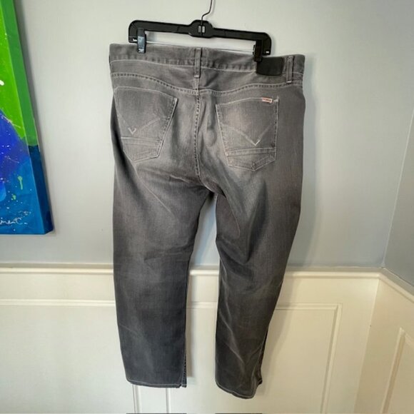 Hudson Byron Style M255D High Rise Grey Button Fly Straight Leg Jeans 38 - Picture 8 of 8